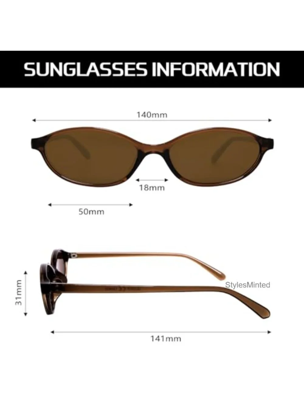 Retro Oval Cat Eye Sunglasses - UV Protection Lightweight Narrow Shades